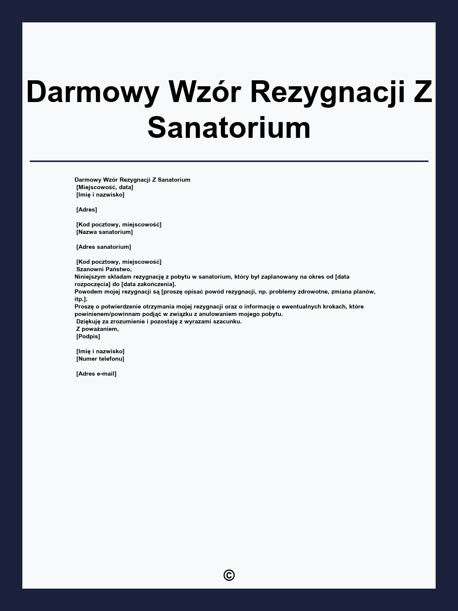 Darmowy Wzór Rezygnacji Z Sanatorium