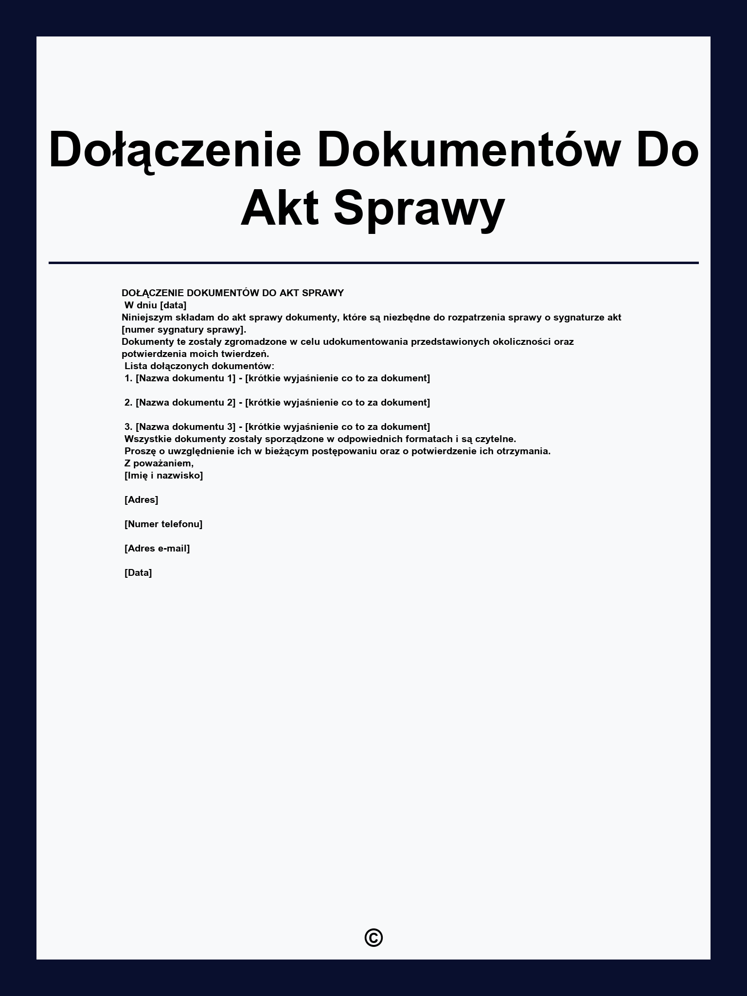 Dołączenie Dokumentów Do Akt Sprawy