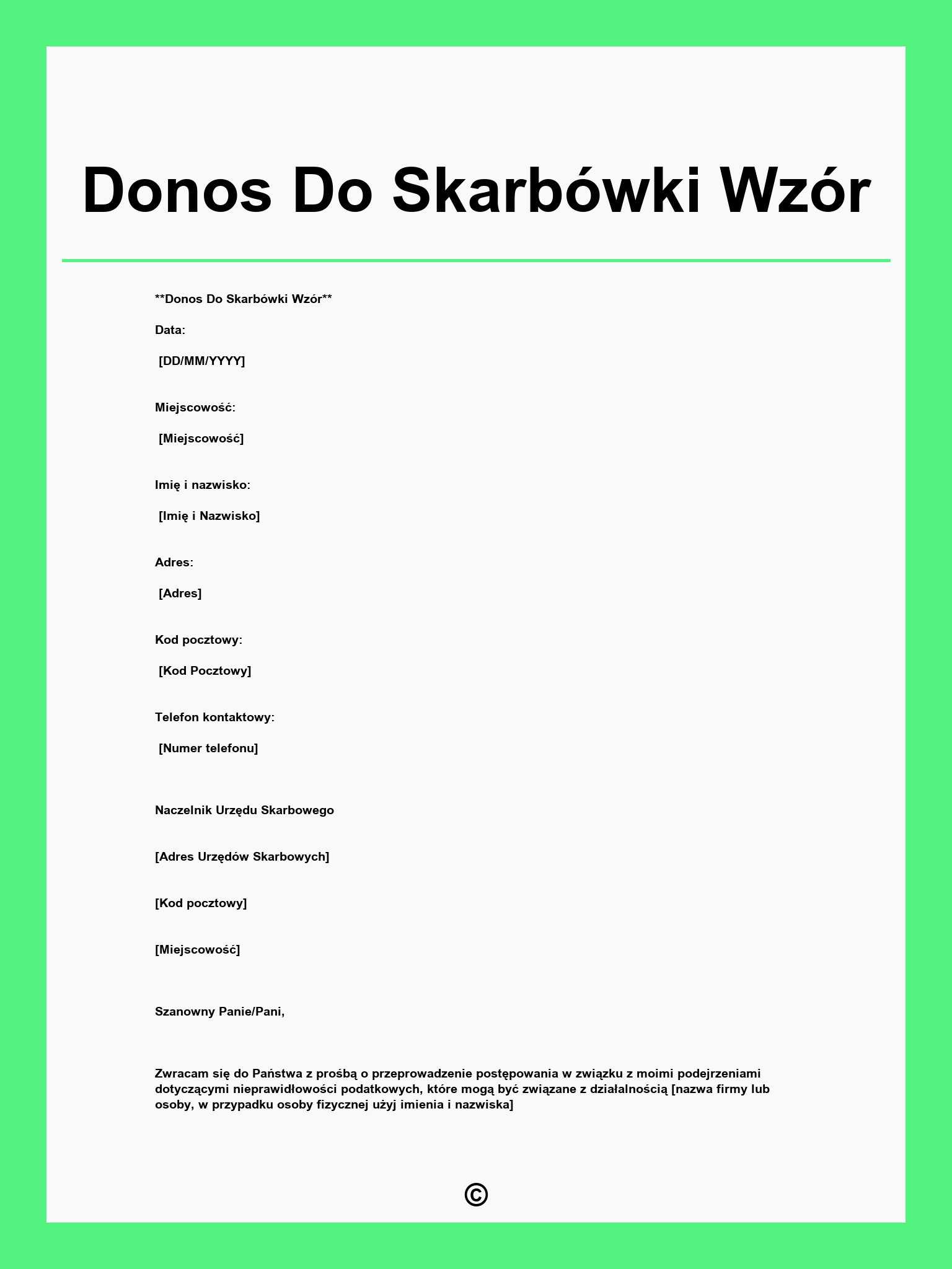 Donos Do Skarbówki Wzór