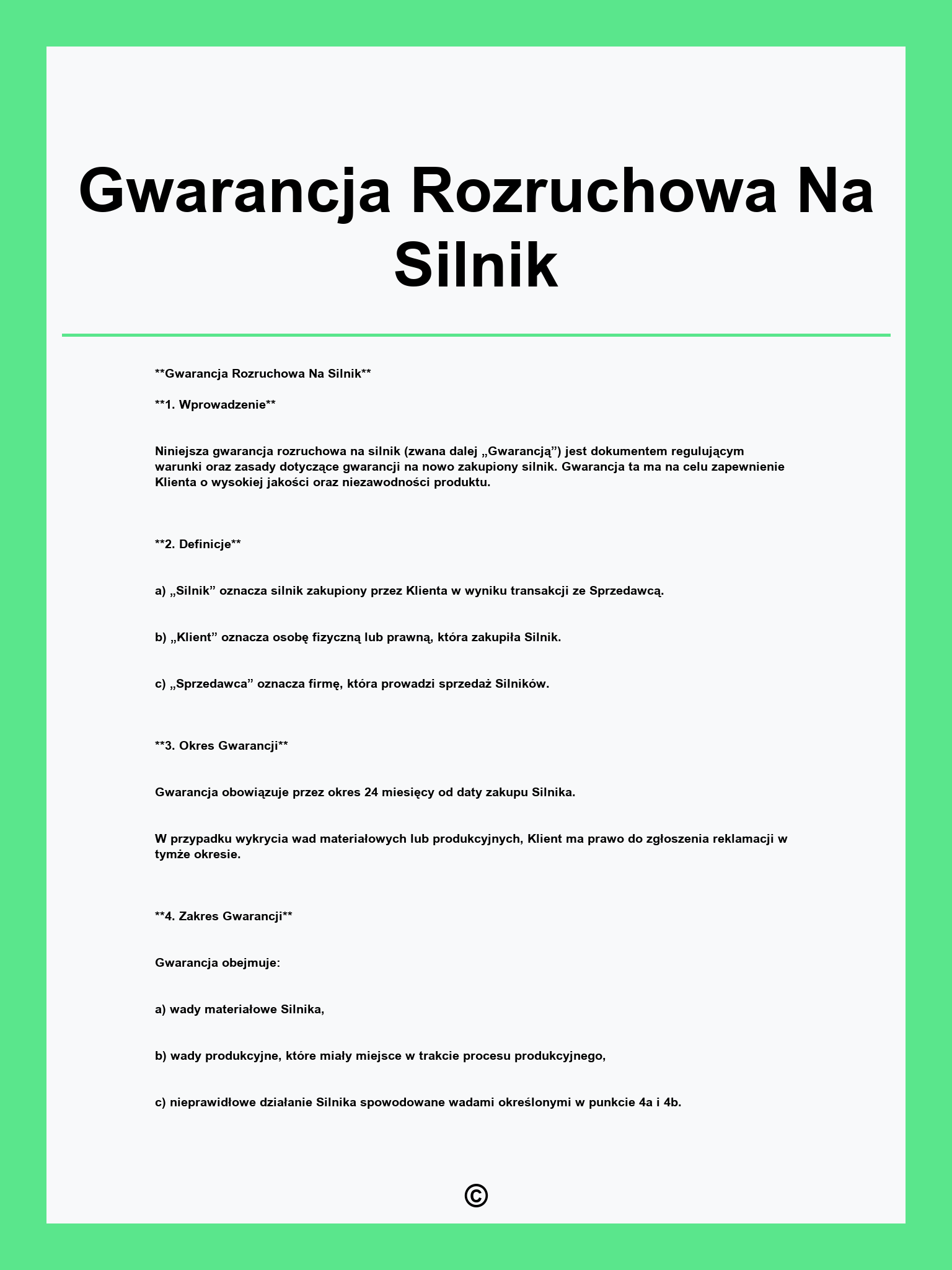 Gwarancja Rozruchowa Na Silnik