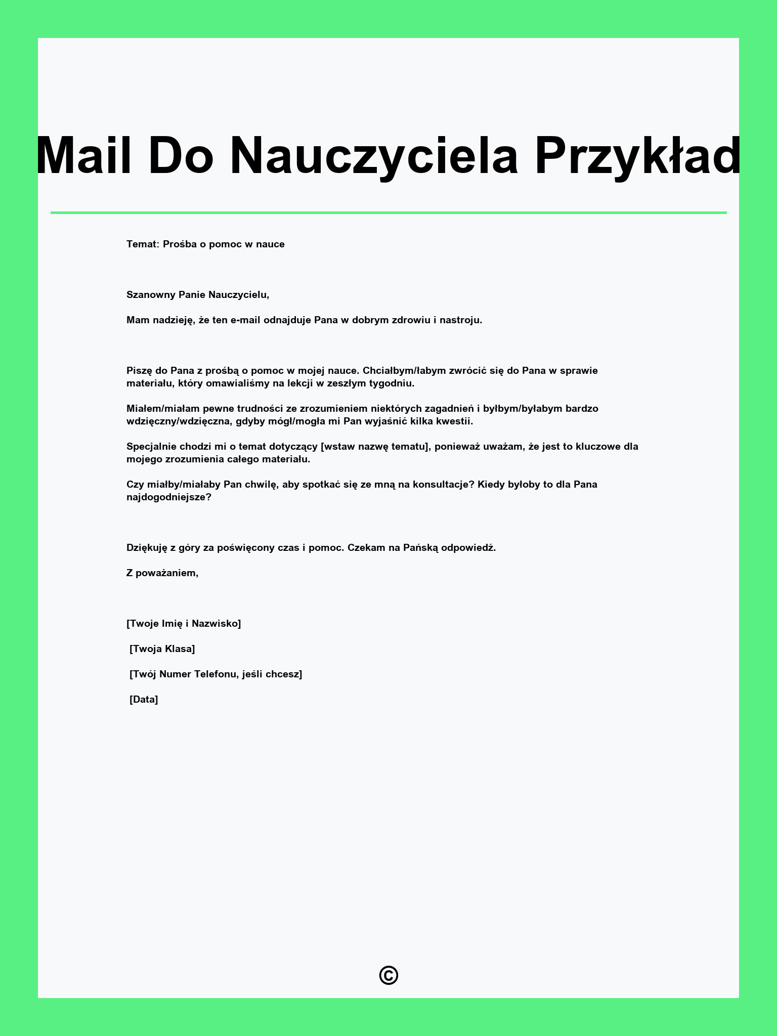 Mail Do Nauczyciela Przykład
