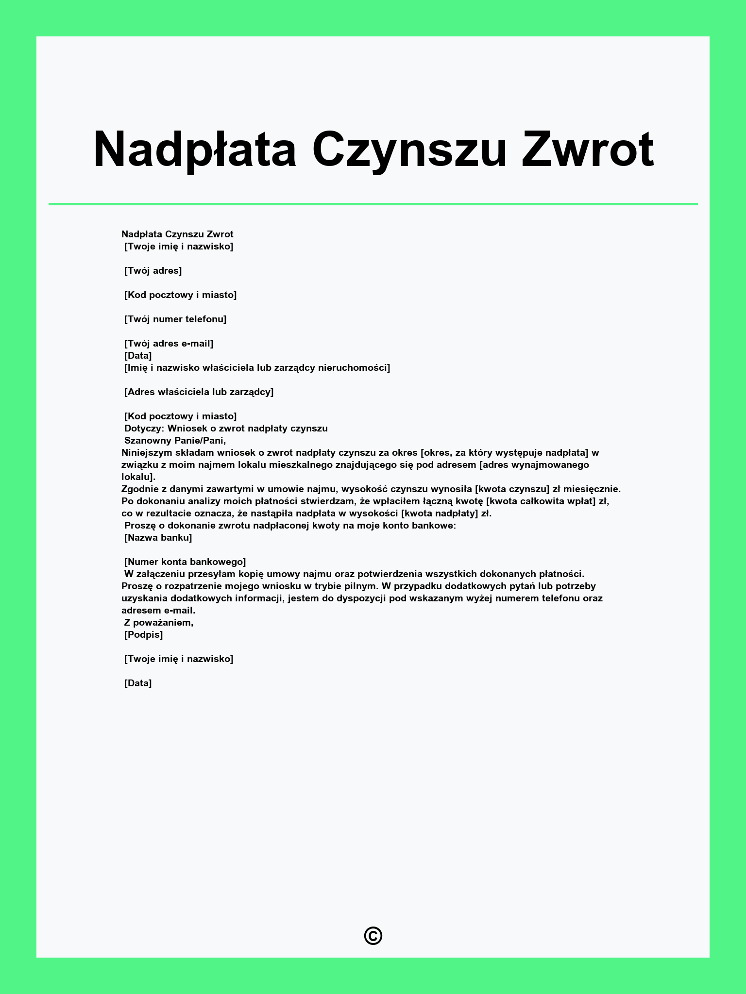 Nadpłata Czynszu Zwrot