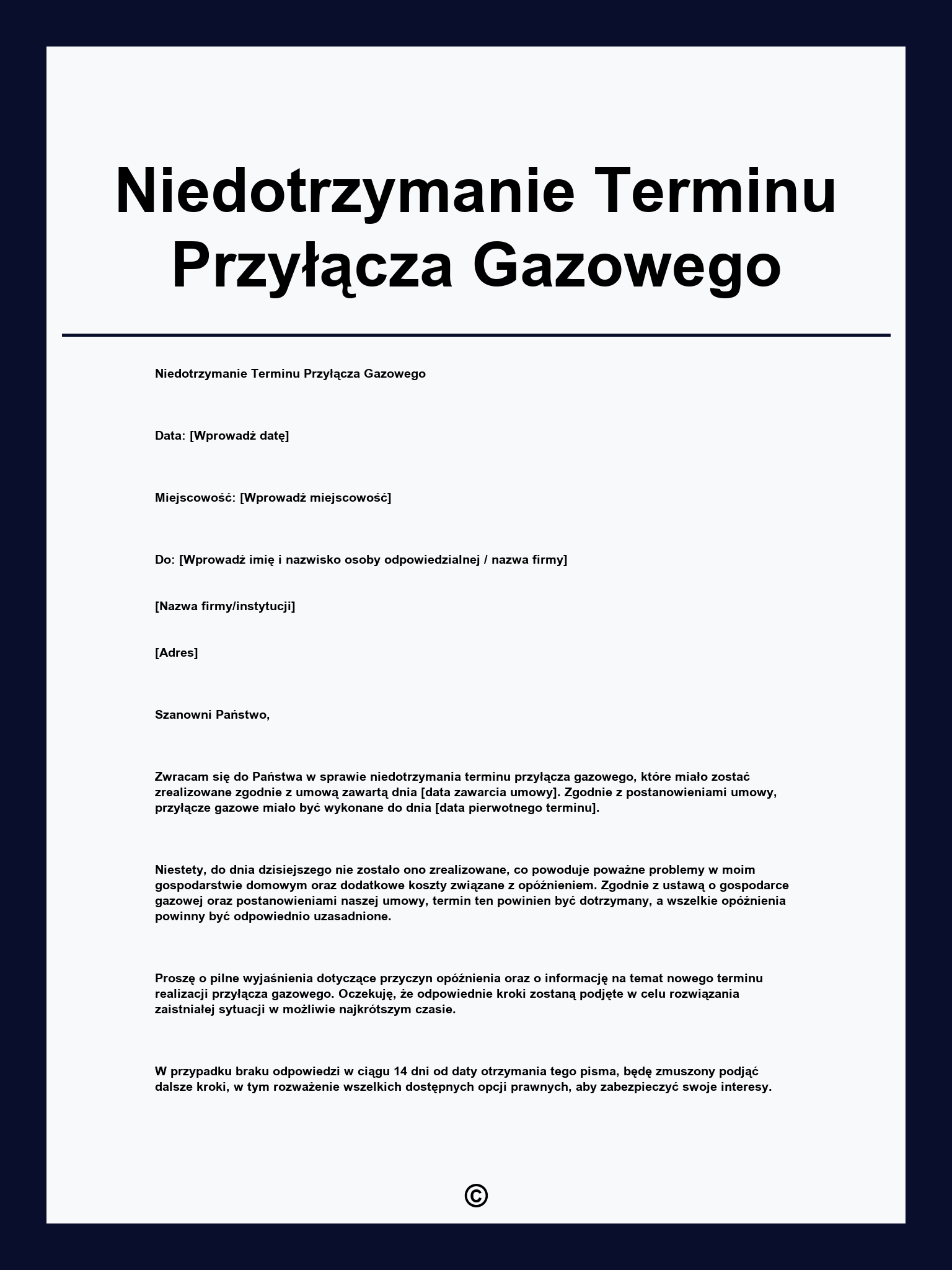 Niedotrzymanie Terminu Przyłącza Gazowego