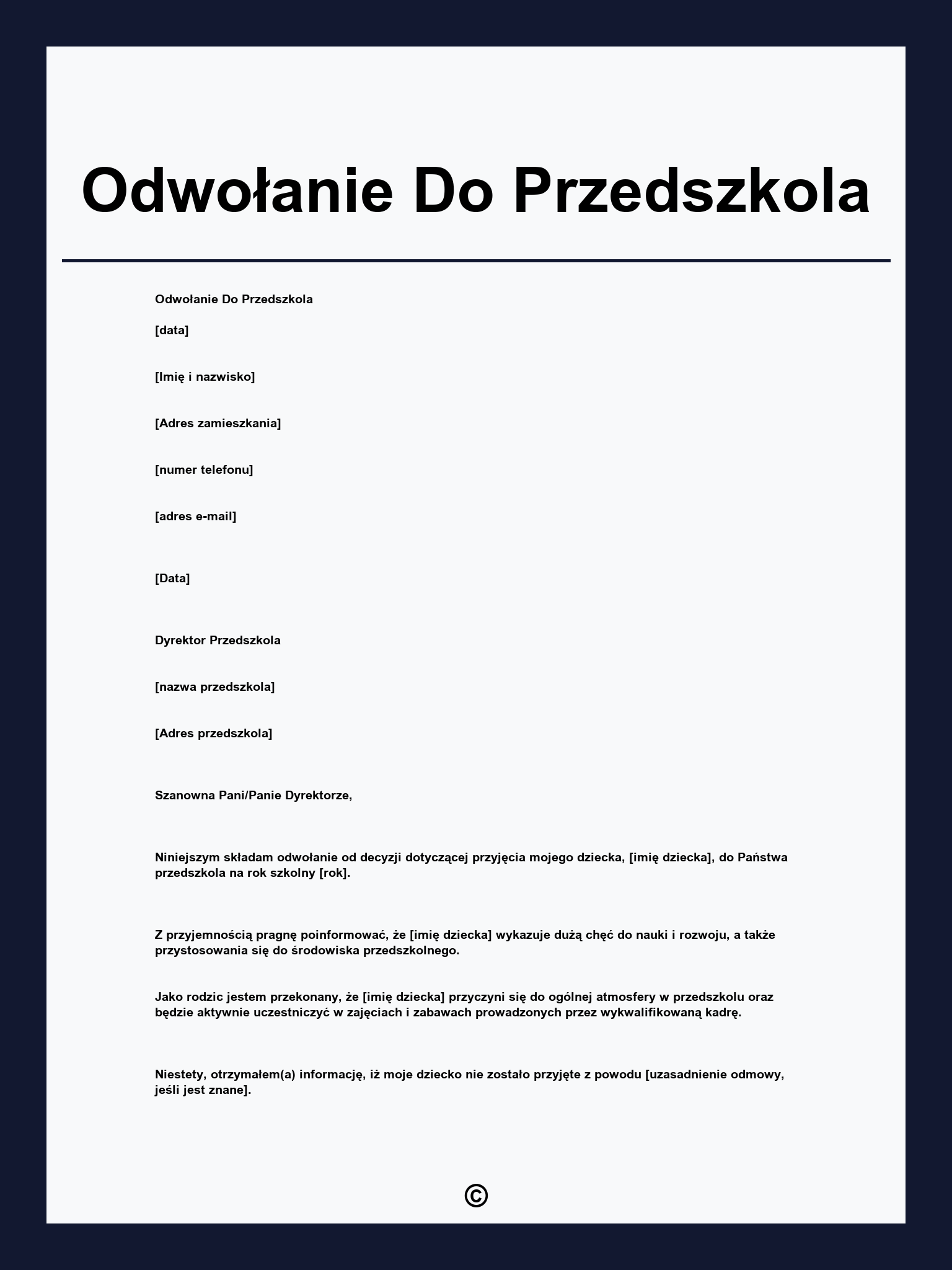 Odwołanie Do Przedszkola