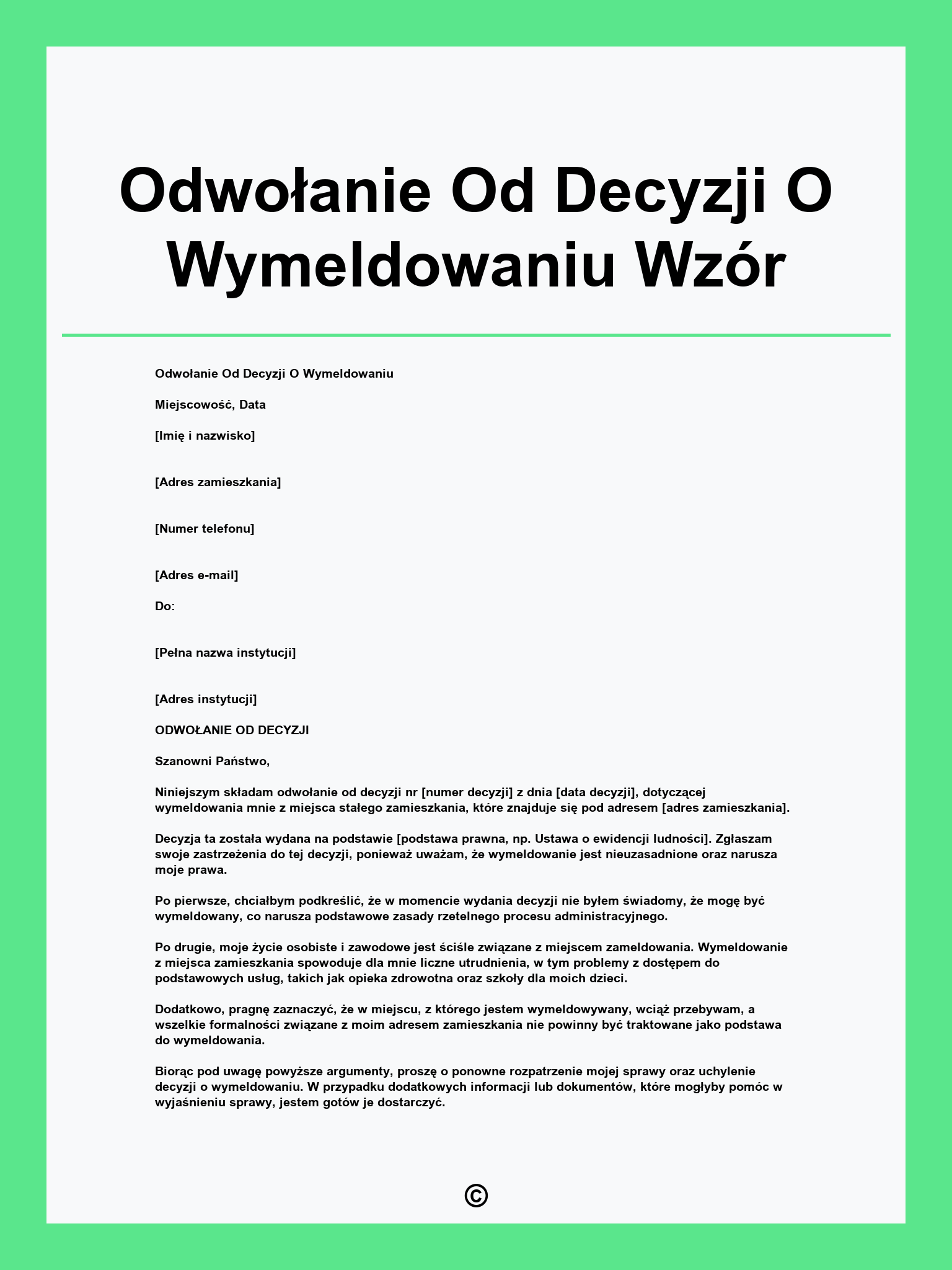 Odwołanie Od Decyzji O Wymeldowaniu Wzór