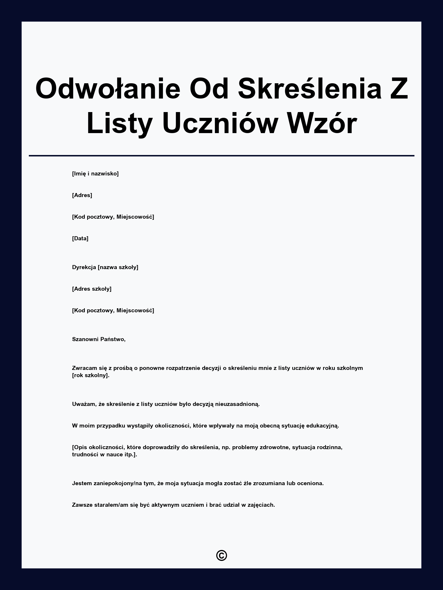 Odwołanie Od Skreślenia Z Listy Uczniów Wzór