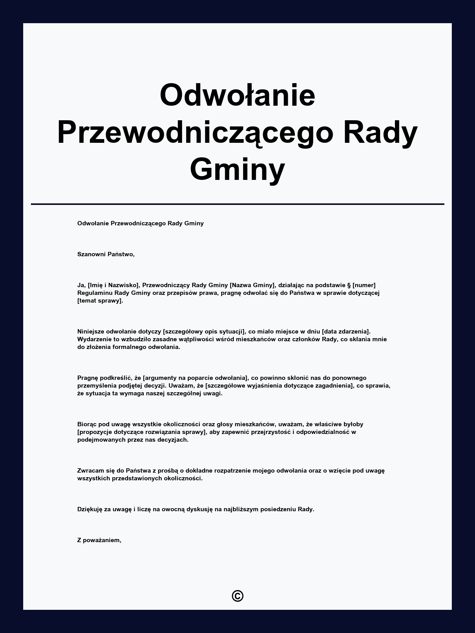 Odwołanie Przewodniczącego Rady Gminy