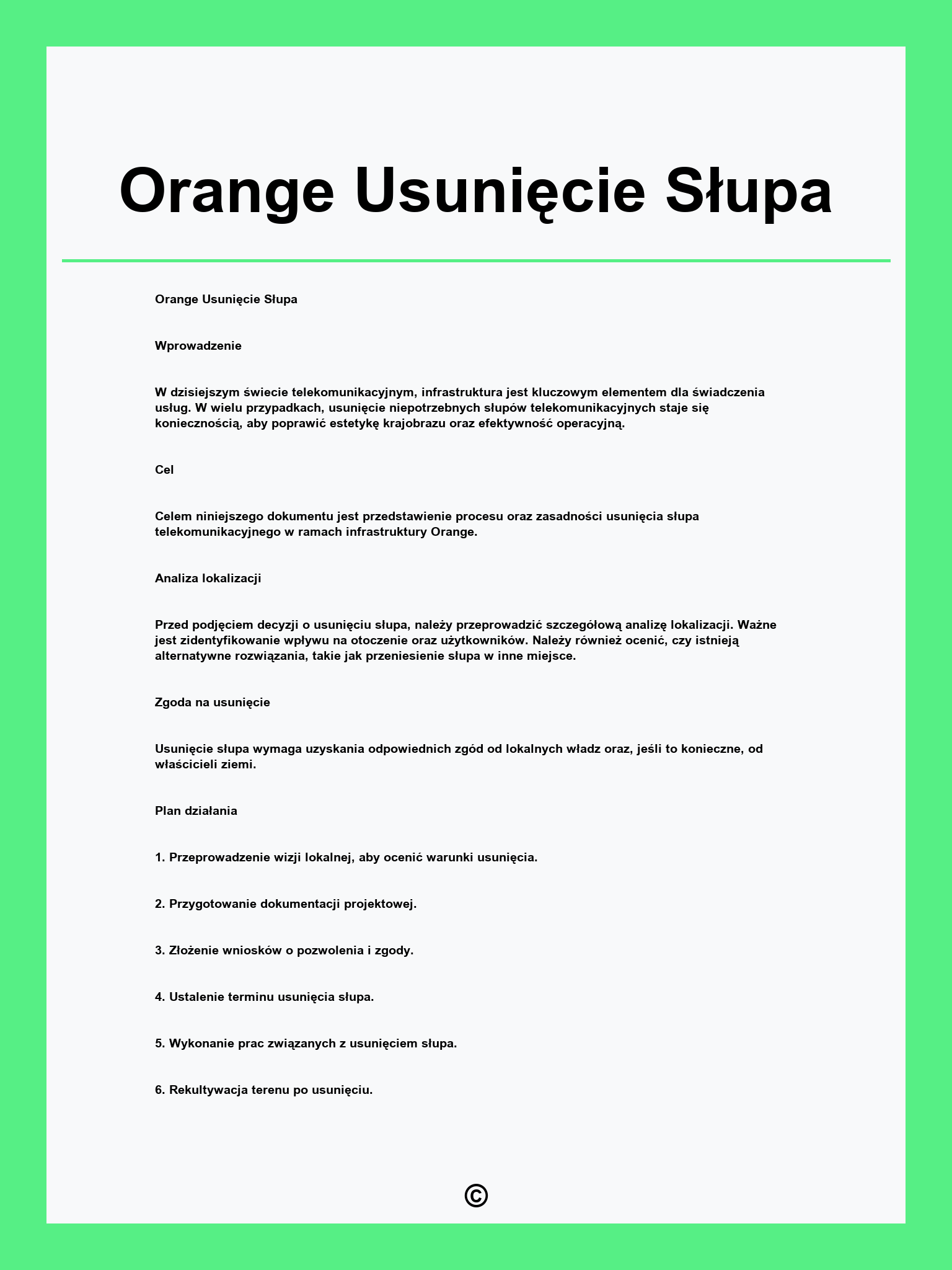 Orange Usunięcie Słupa