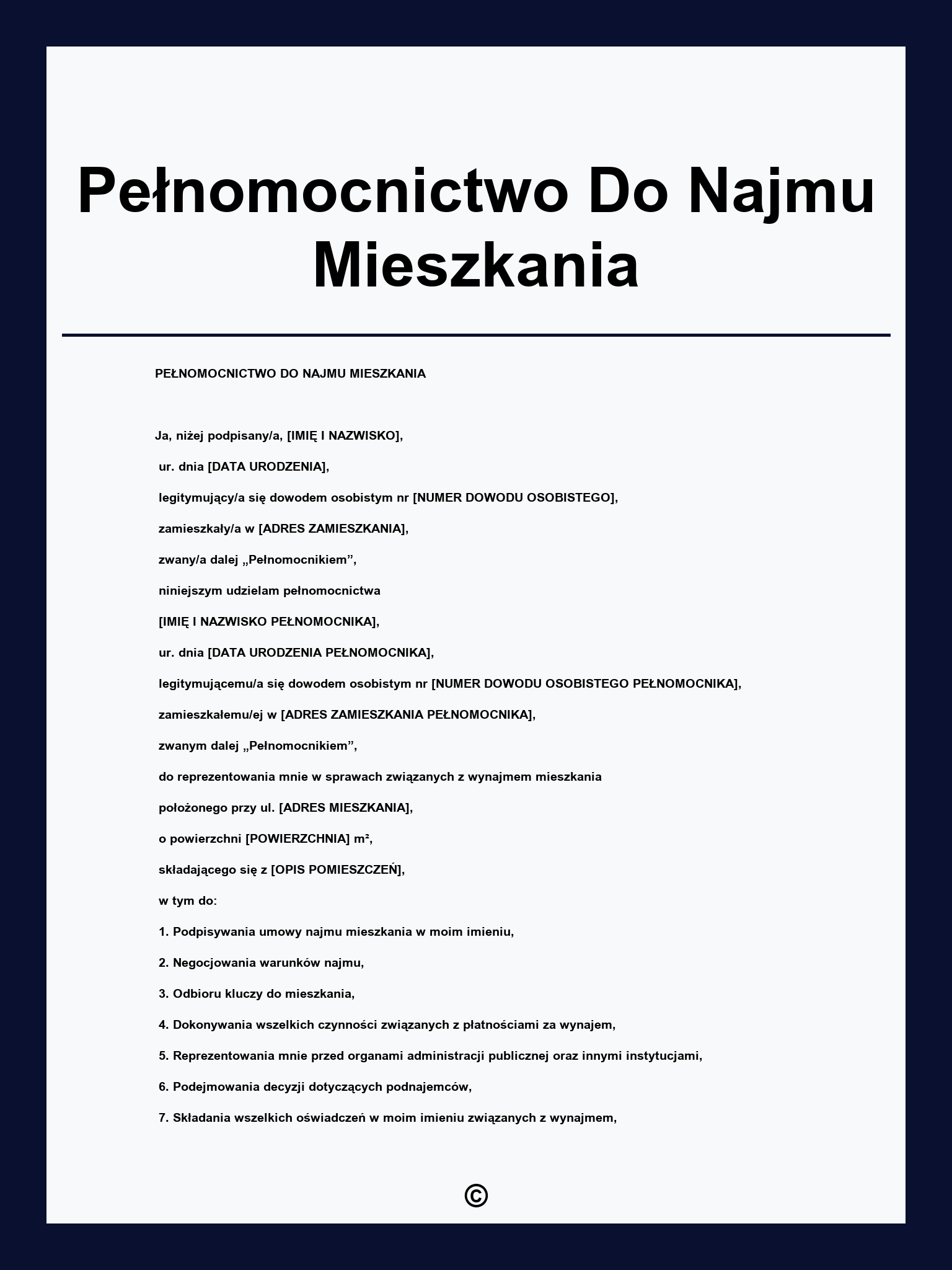 Pełnomocnictwo Do Najmu Mieszkania