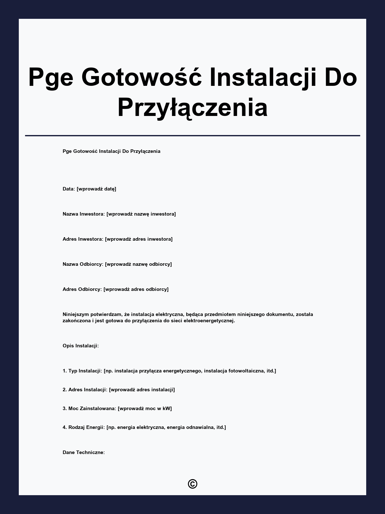Pge Gotowość Instalacji Do Przyłączenia