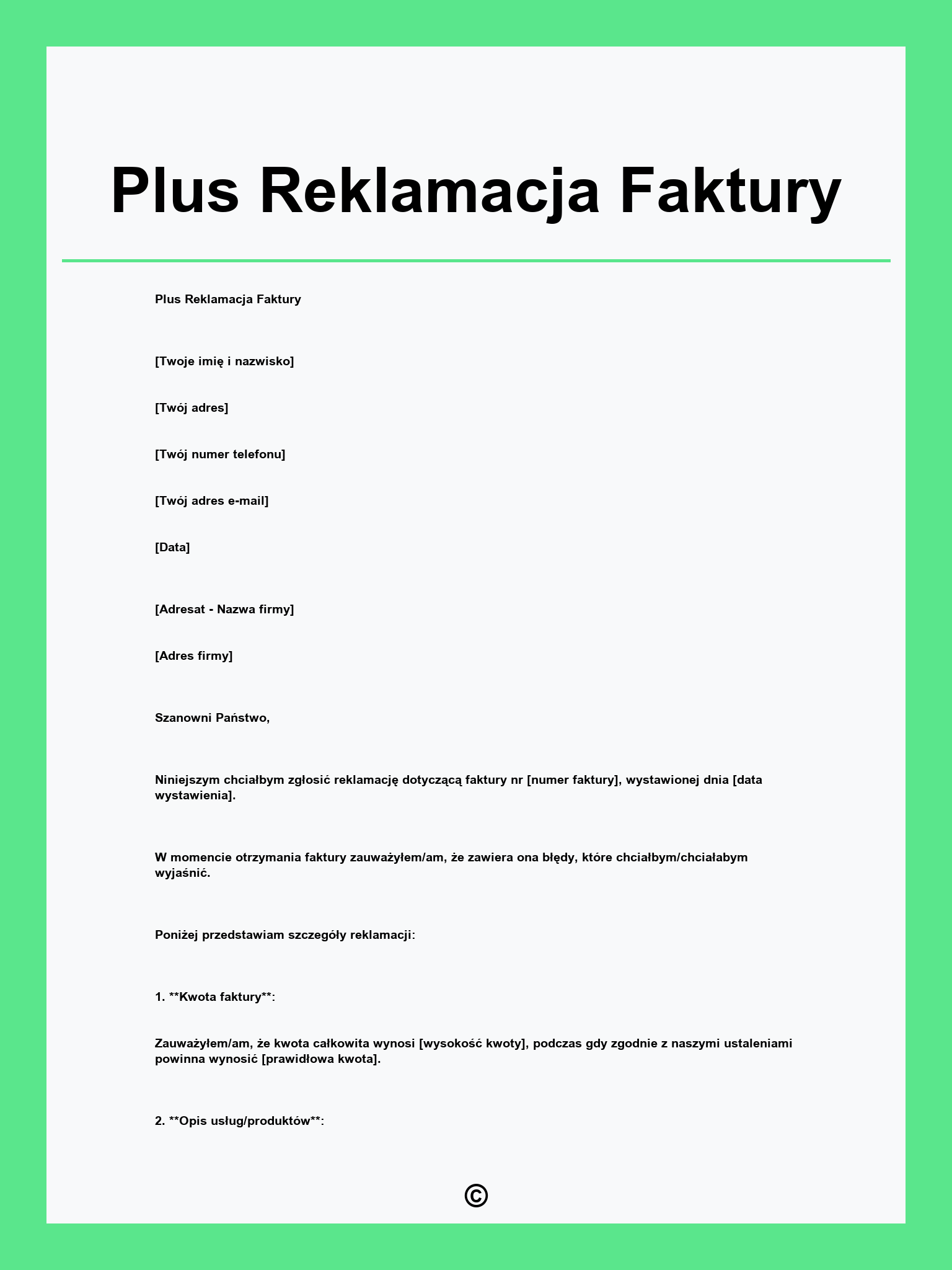 Plus Reklamacja Faktury