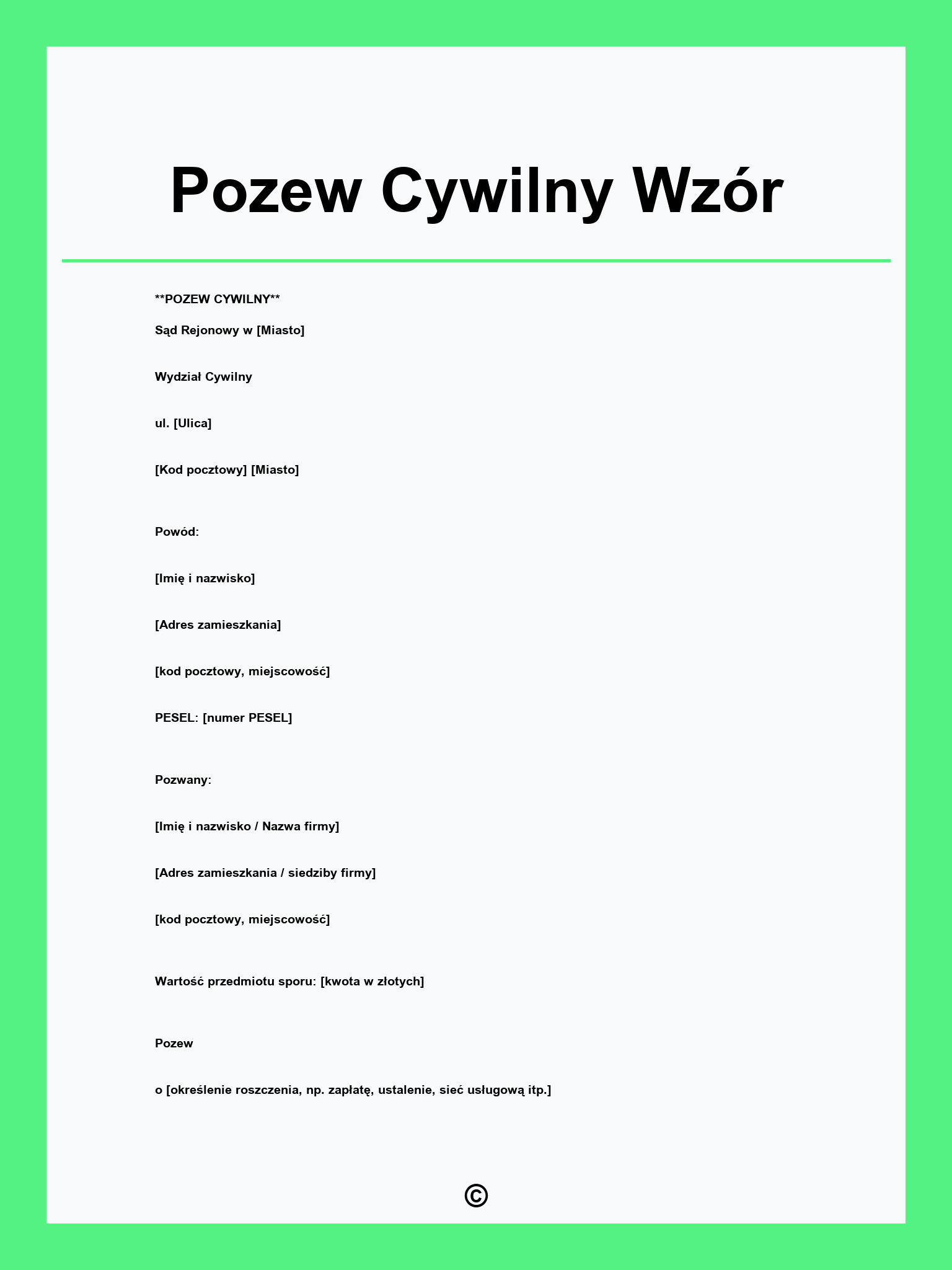 Pozew Cywilny Wzór