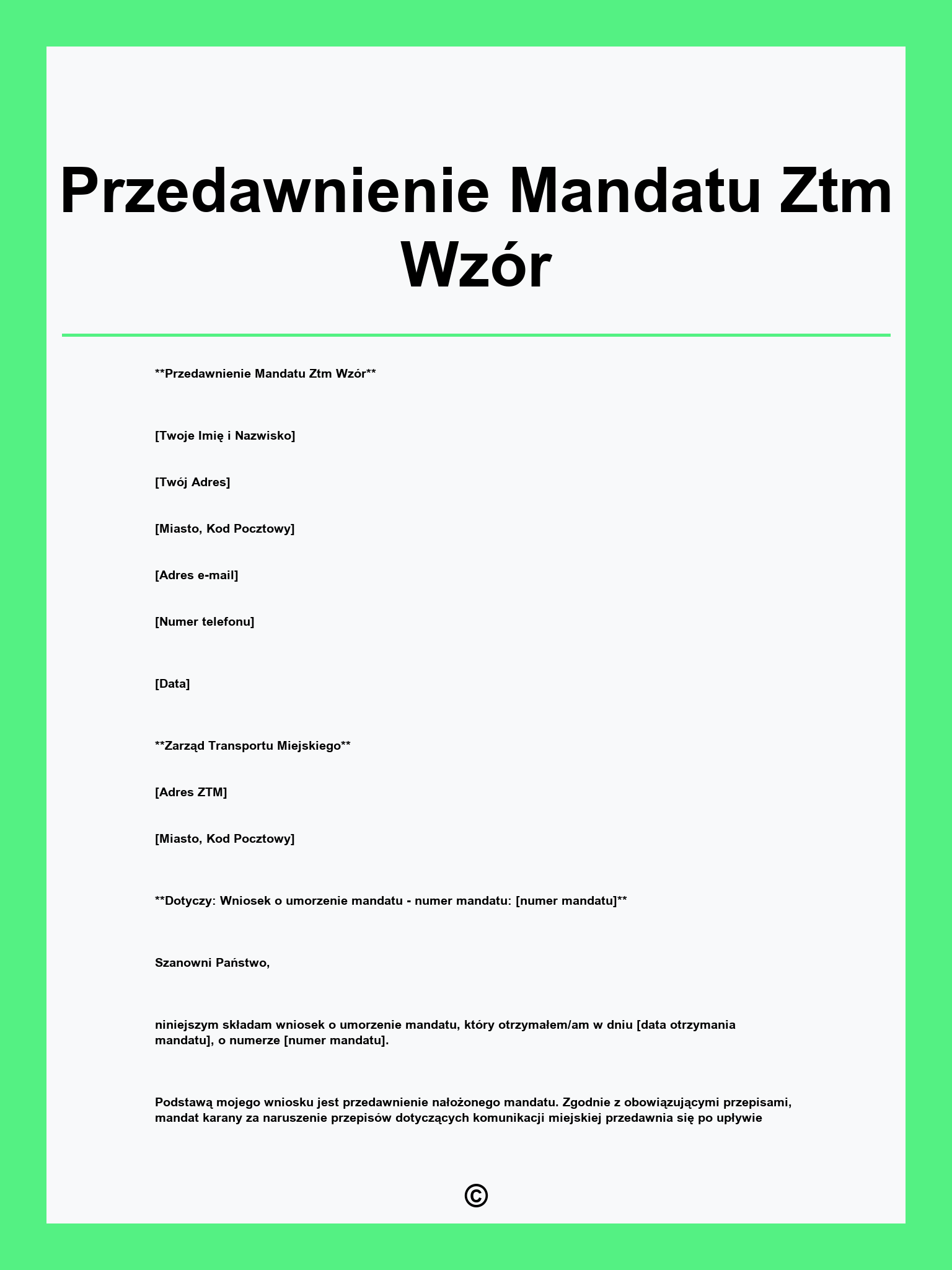 Przedawnienie Mandatu Ztm Wzór