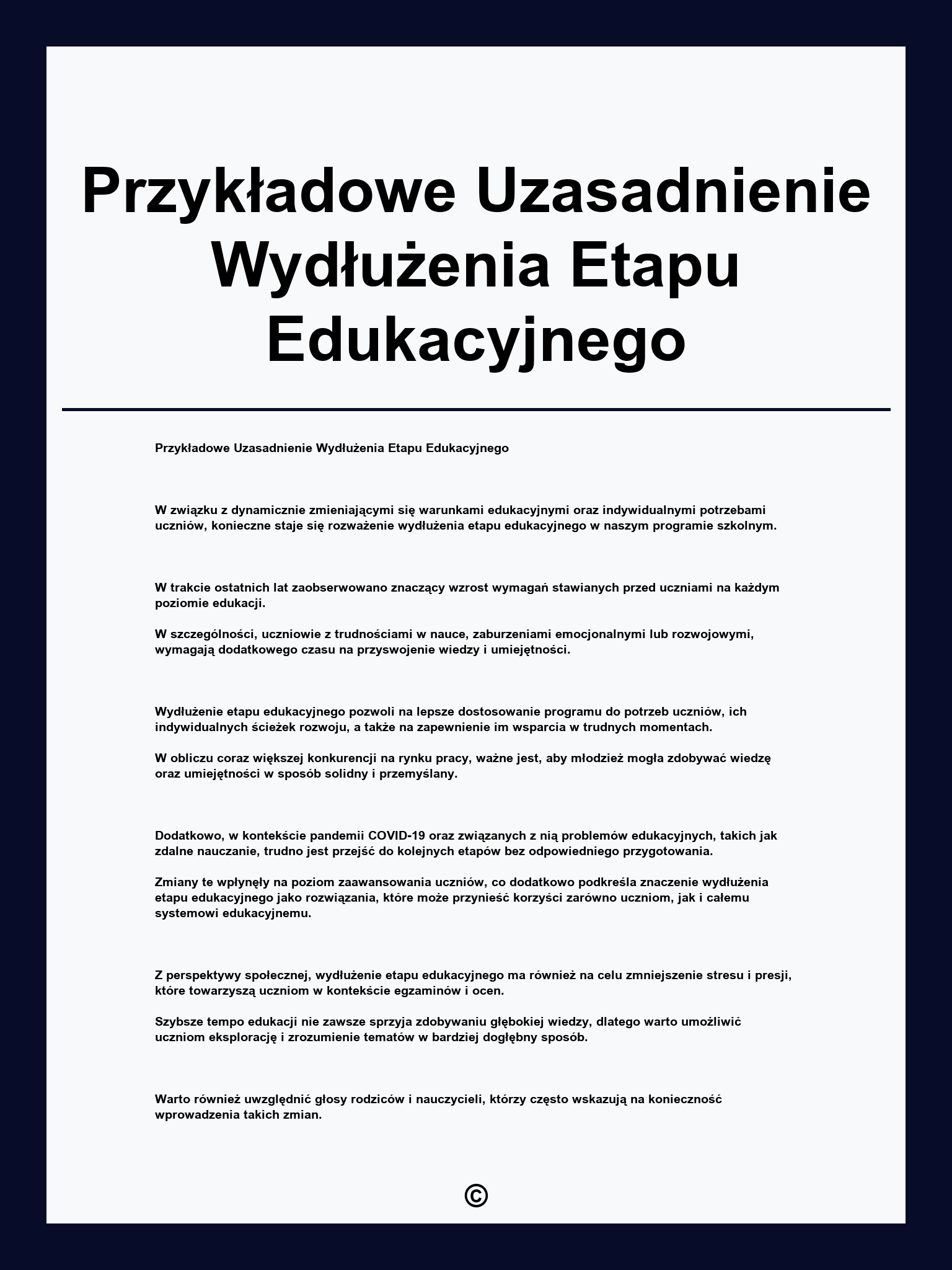 Przykładowe Uzasadnienie Wydłużenia Etapu Edukacyjnego