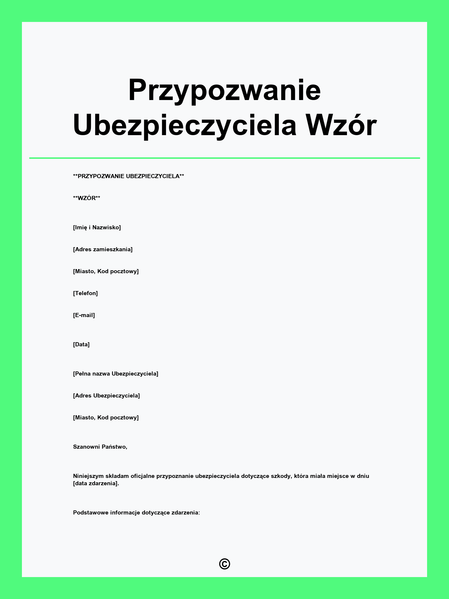 Przypozwanie Ubezpieczyciela Wzór