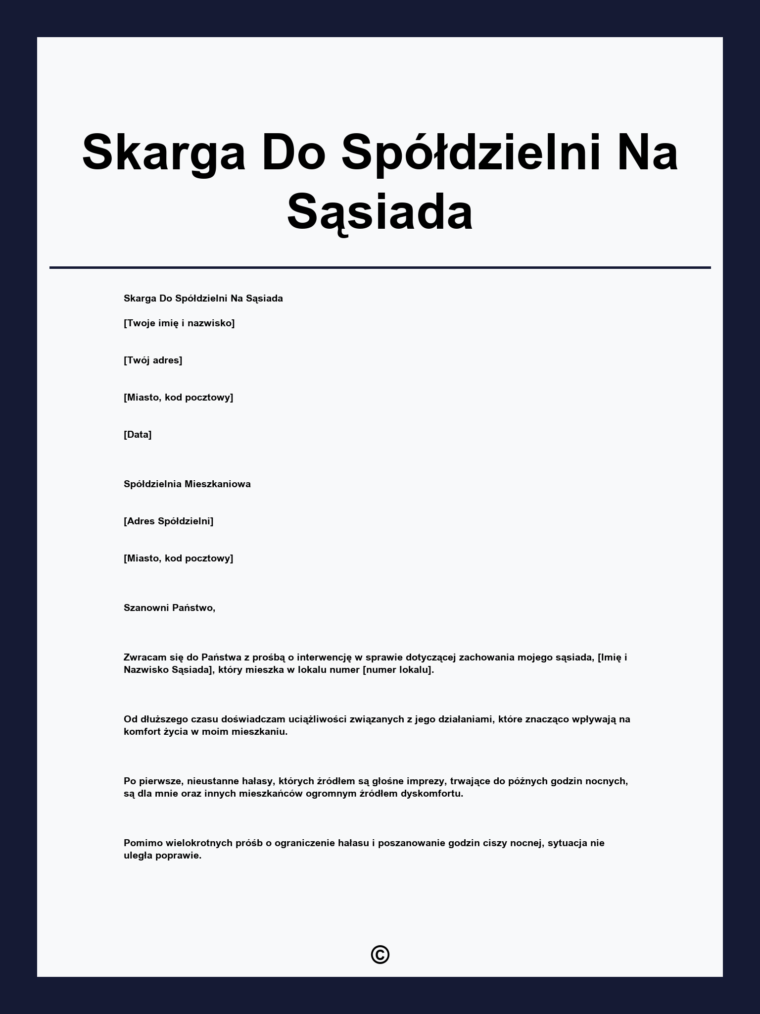 Skarga Do Spółdzielni Na Sąsiada