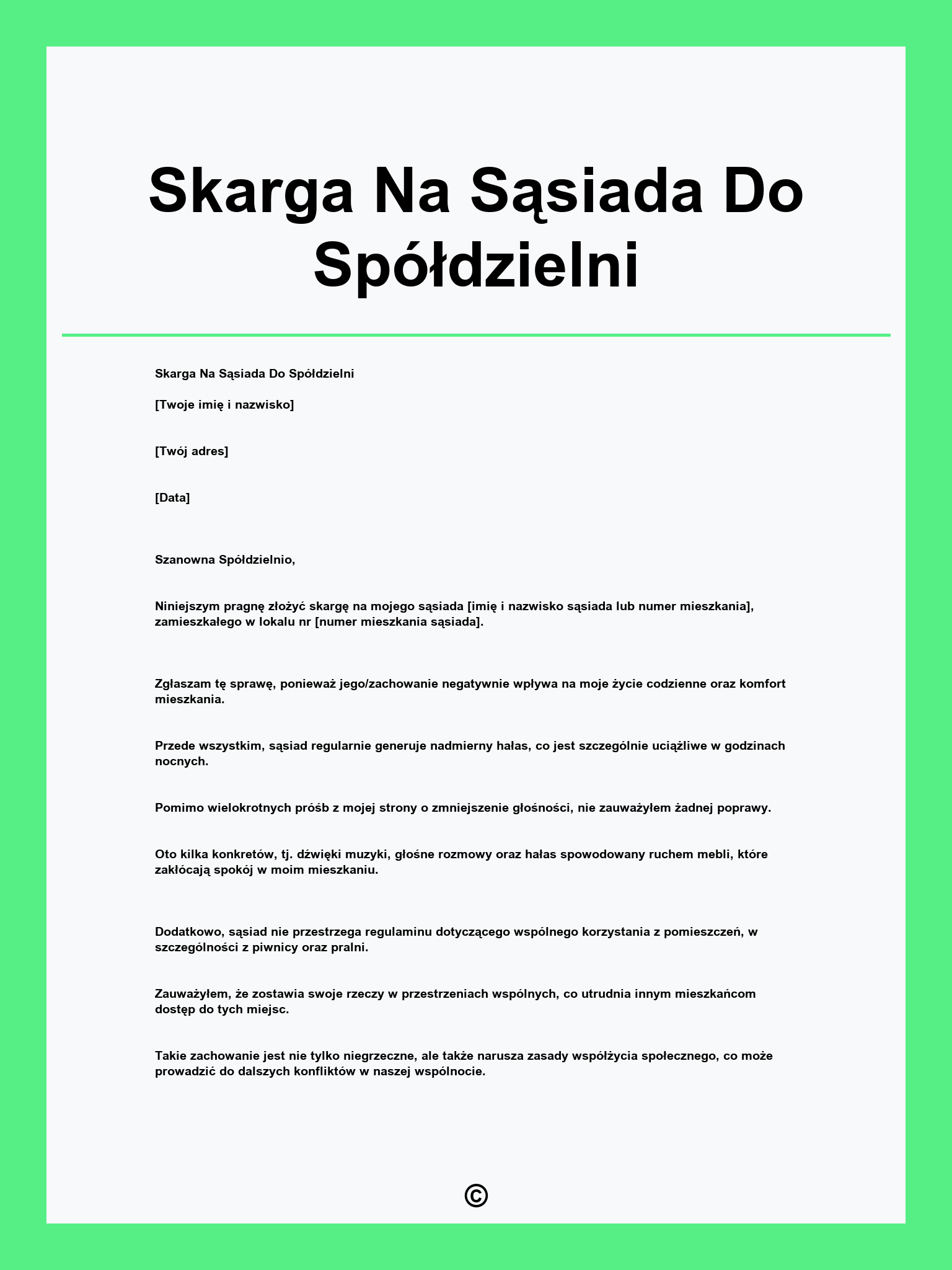Skarga Na Sąsiada Do Spółdzielni