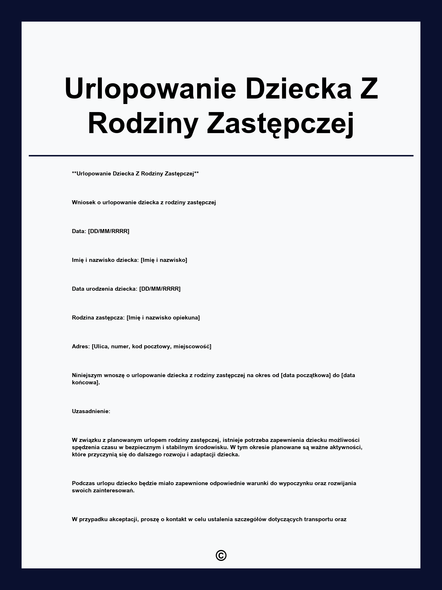 Urlopowanie Dziecka Z Rodziny Zastępczej