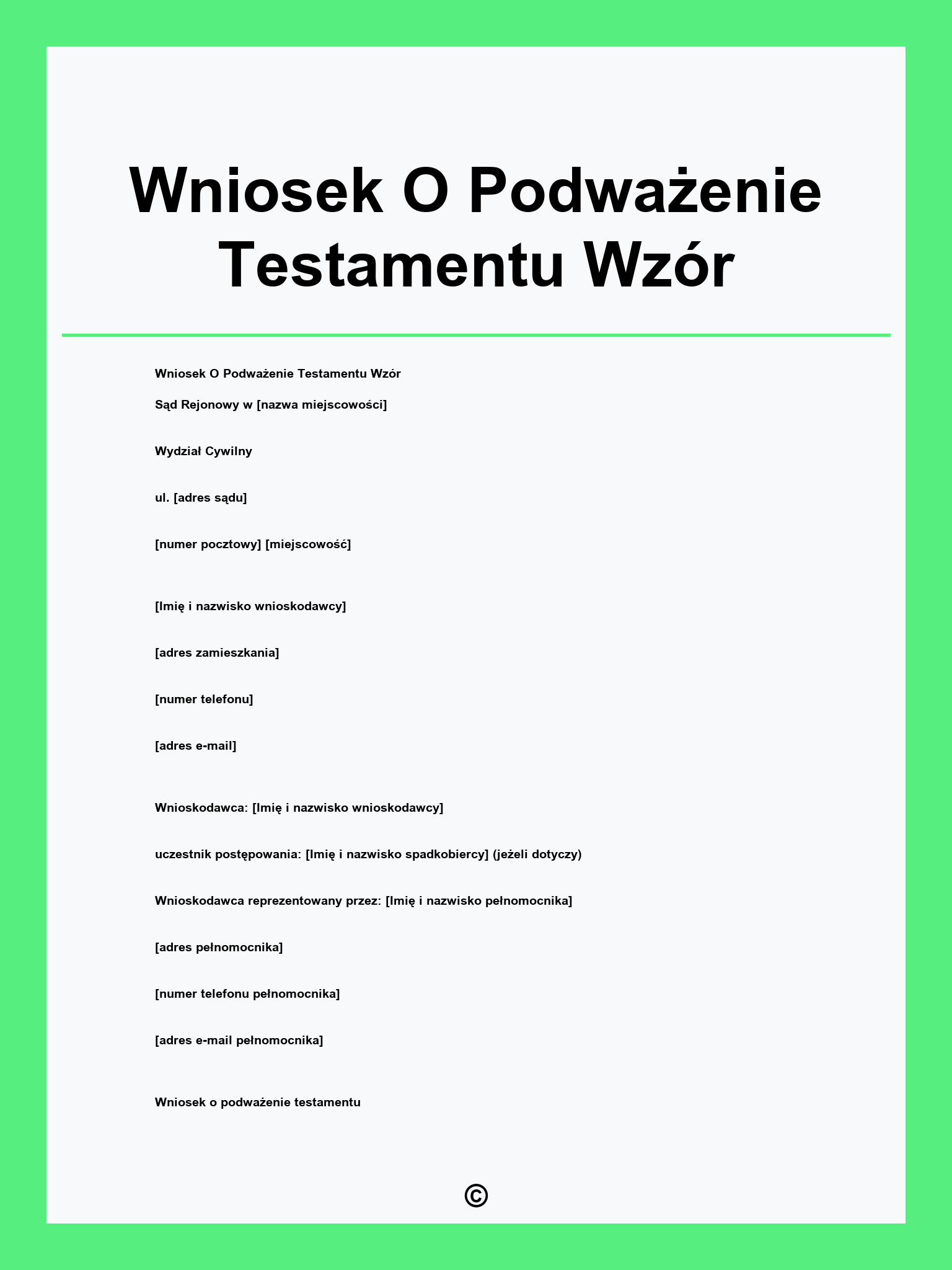 Wniosek O Podważenie Testamentu Wzór
