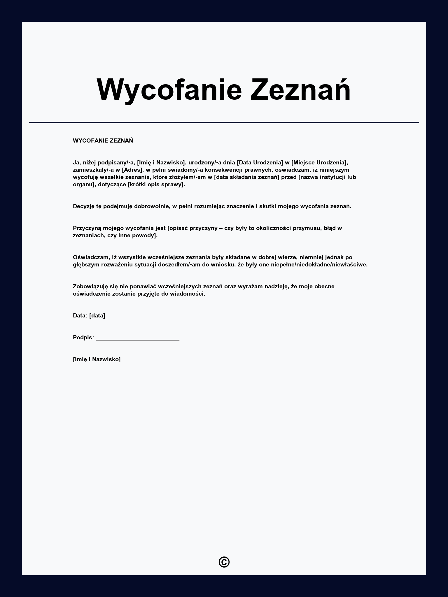 Wycofanie Zeznań