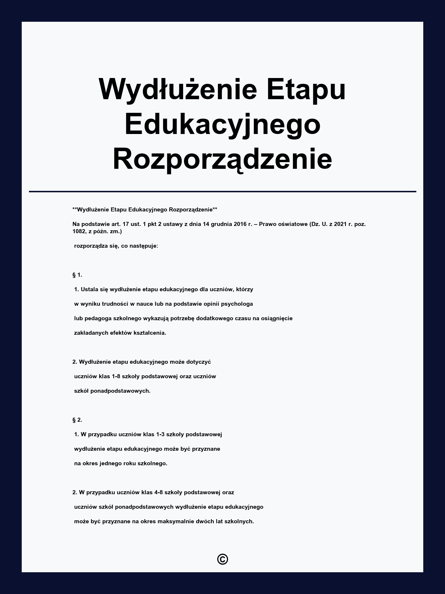 Wydłużenie Etapu Edukacyjnego Rozporządzenie