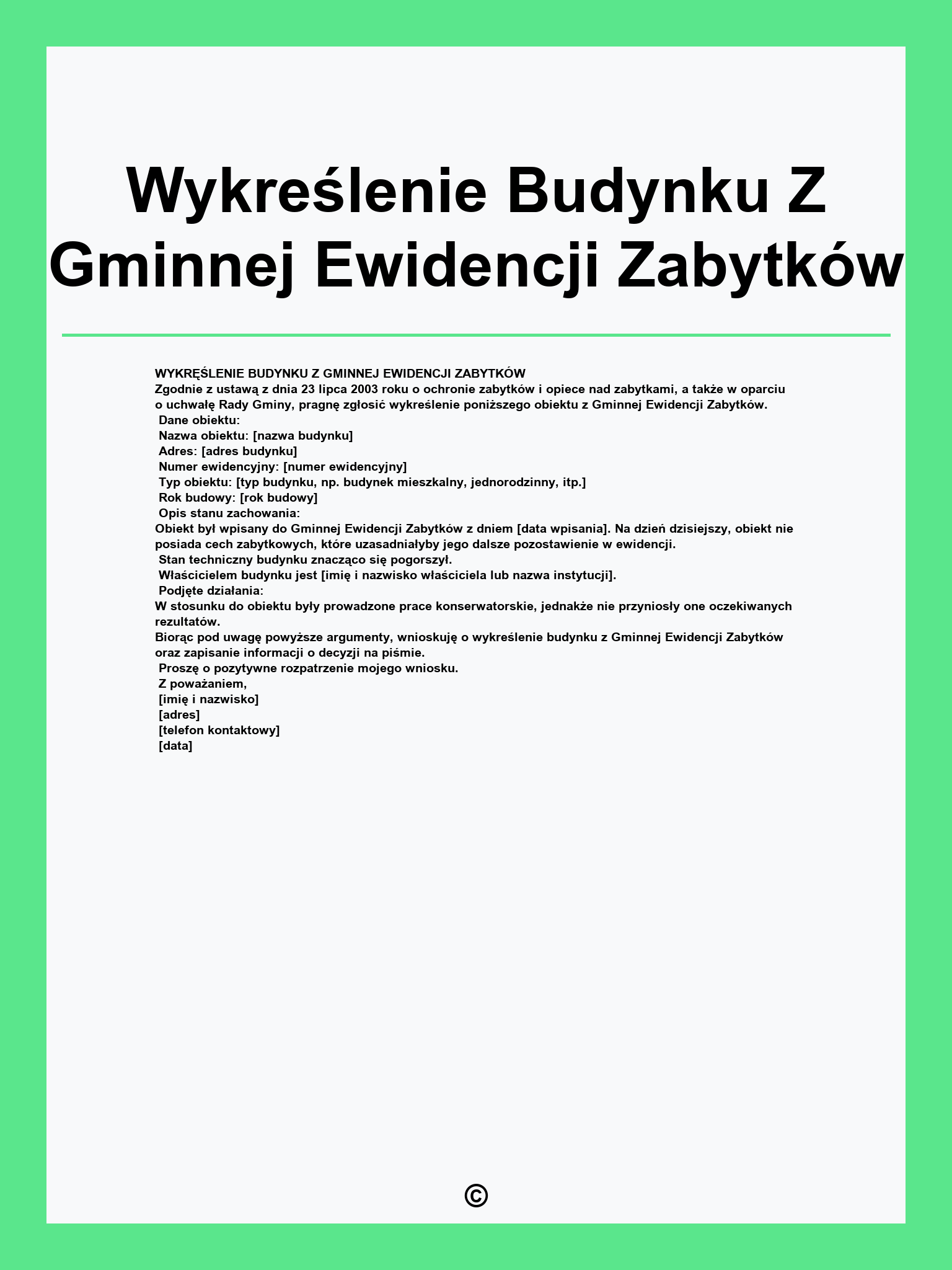 Wykreślenie Budynku Z Gminnej Ewidencji Zabytków