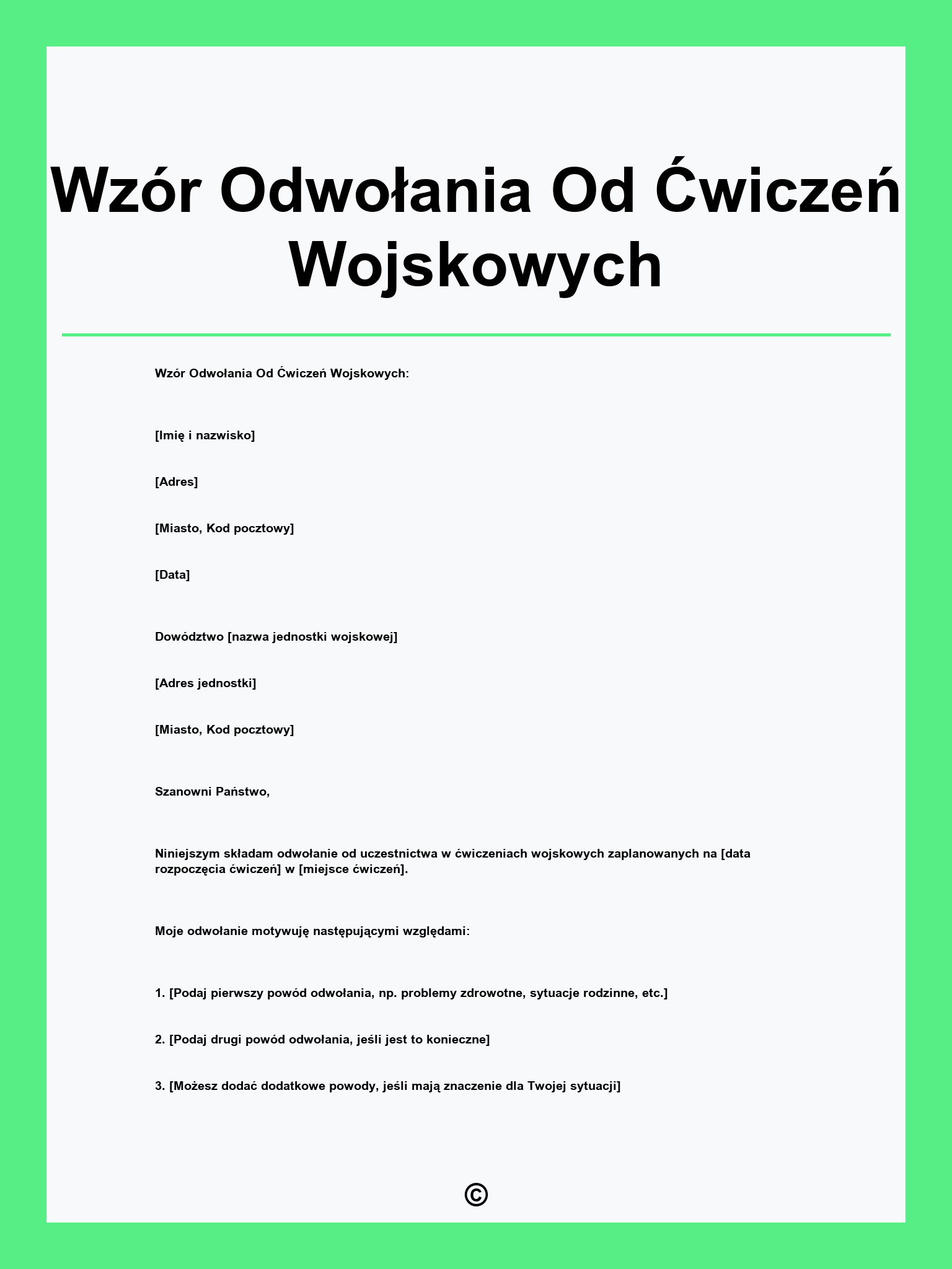 Wzór Odwołania Od Ćwiczeń Wojskowych