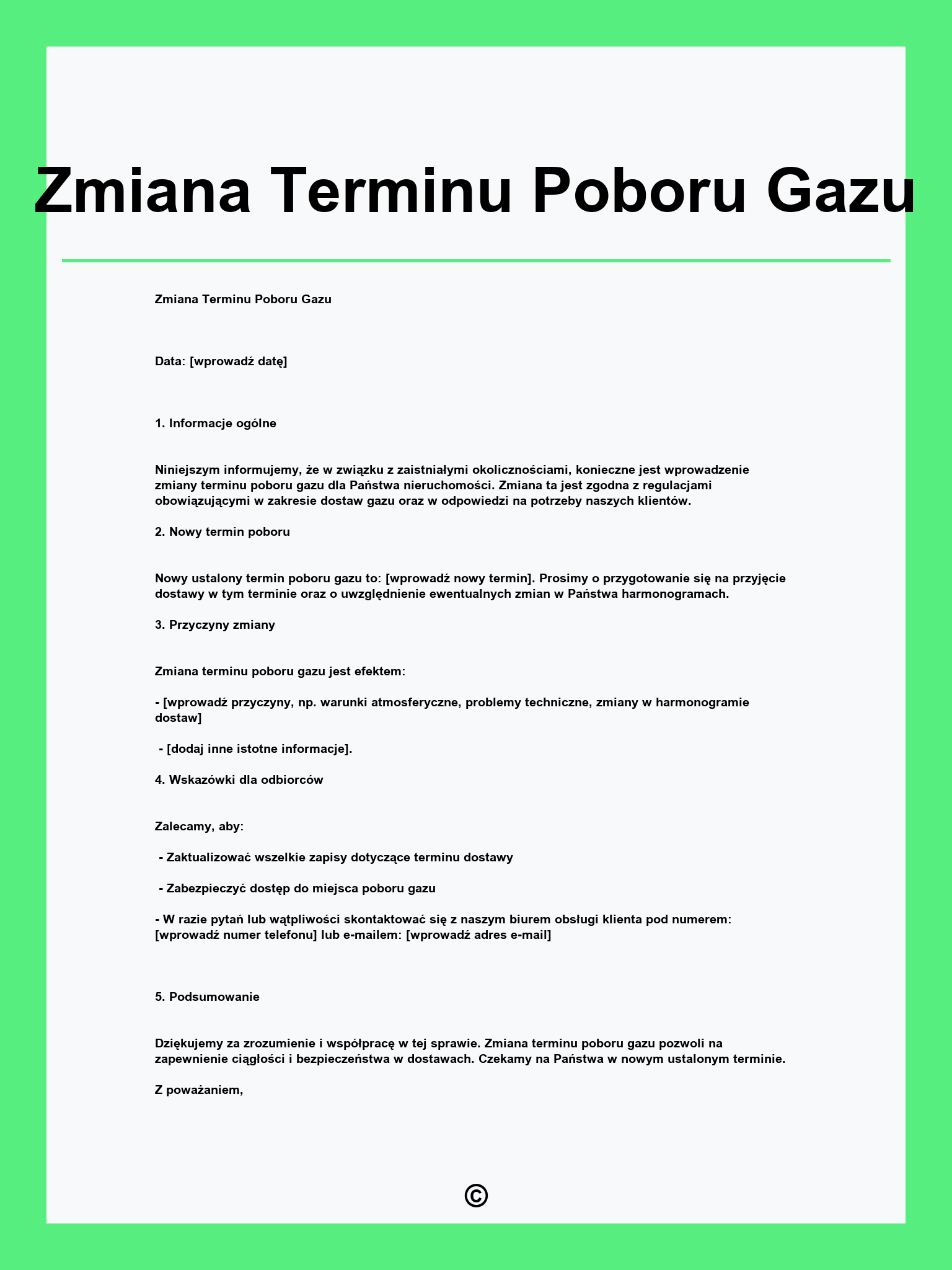 Zmiana Terminu Poboru Gazu